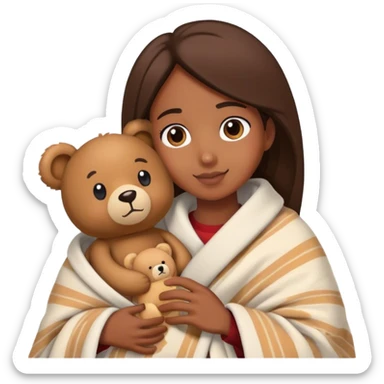 teddy bear cozy in blanket facetime sticker