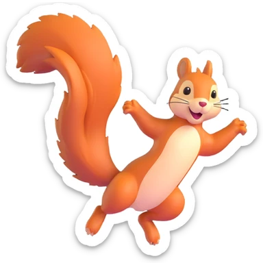 playful squirrel jumping sticker