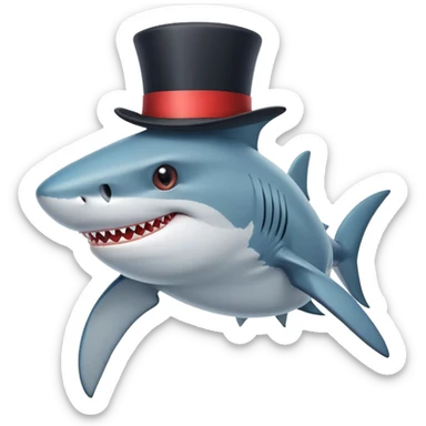 Shark with a top hatrrr to sticker
