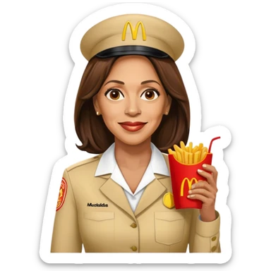 Kamala Harris working at Mcdonalds sticker