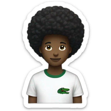Coupe noir afro avec un t-shirt Lacoste  sticker