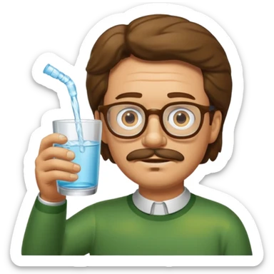 Ned Flanders drinking water in a glass sticker