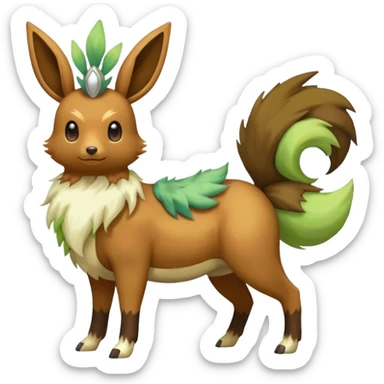 Stantler-Eevee-Skiddo-Mudbray-Amaura-Flareon-Virizion-fusion-creature-hybrid (full body) sticker