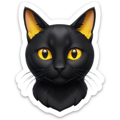 A 3D cartoon jet-black Bombay cat with glossy fur, bright golden eyes, dramatic contrast lighting, Memoji-style cinematic look. full body or half body. sticker