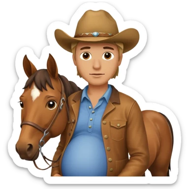 pregnant man  near horse sticker