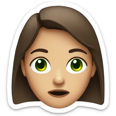 Brown hair woman with green eyes that is worried and not impressed sticker
