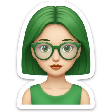 green glasses and green dressed woman sticker