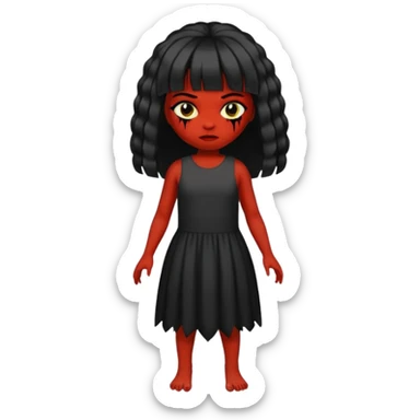 Faça uma menina de cabelo liso preto com franja zumbi sticker