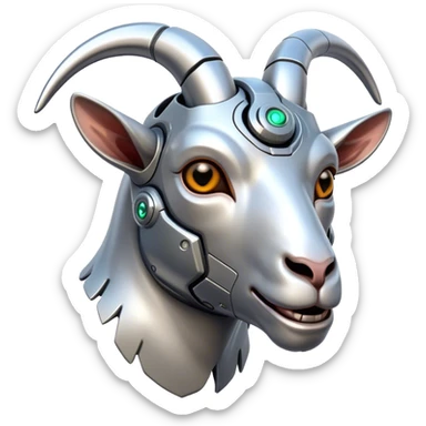 A Cyborg Goat head sticker