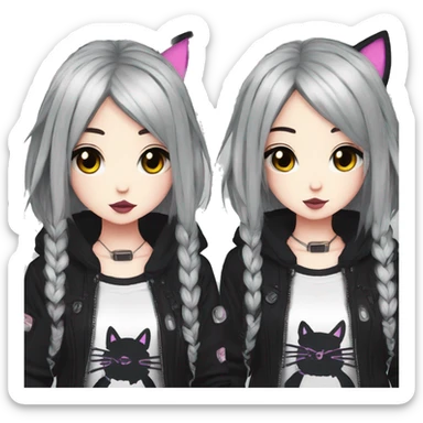 Edgy Kawaii Cute Cool Cartoon Beautiful Elegant Pretty Anime Punk Techwear Gothic Catgirl sticker