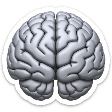 emoji icon of a brain with details of the brain structure and in detailed 3d rendring sticker