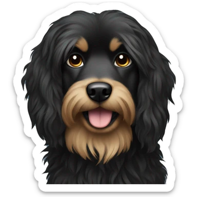Scruffy black silk dog with long hair sticker