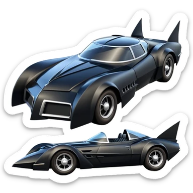  aerodynamic opulent dark knight futuristic concept Batmobile loosely based on 1967 Buick  coupe deville roadster racing(flat long straight faceted mechanical body) winged stealthy street hot rod  sticker