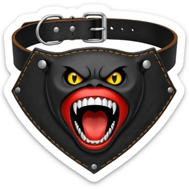 Leather collar engraved with screaming mouth sigil, dominance aesthetic sticker
