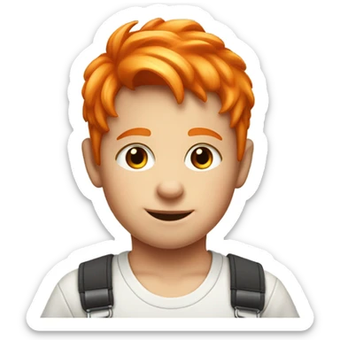 White guy with orange hair with bib that’s says jr with horns sticker