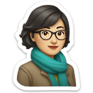 kazakh woman artist with short hair and eyeglasses sticker