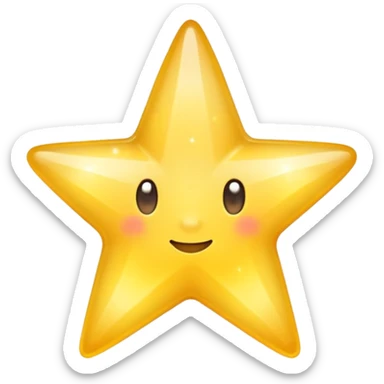 Generate a high-quality 3D cartoon-style emoji of a yellow sparkling star, glittering and shining effect, smooth gradient colors, rounded and cute appearance, no human faces, simple white background, high-resolution.

 sticker