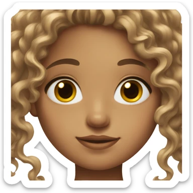 Girl with curly brown long hair and brown eyes with eyeliner and long eye lashes sticker
