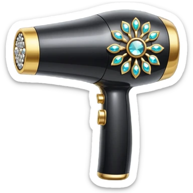 black blow dryer covered in jewelry sticker