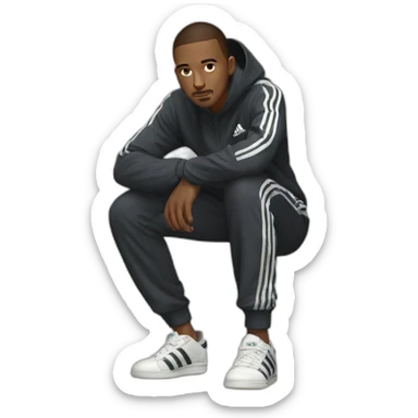 guy with adidas tracksuit crouching sticker