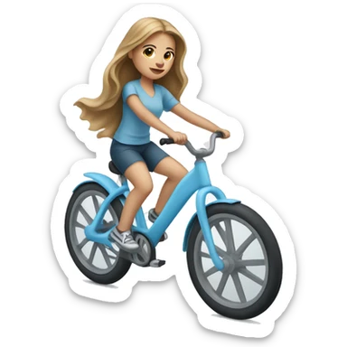 Girl riding very light blue bike, she has long light brown hair and light skin sticker