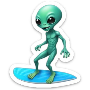 alien that looks like a surfer sticker