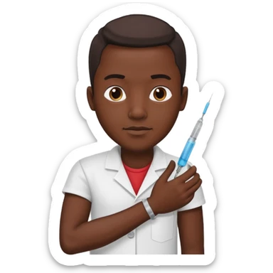African man putting needle in his arm for medicine reason  sticker