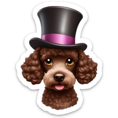 Chocolate poodle in cylinder hat sticker