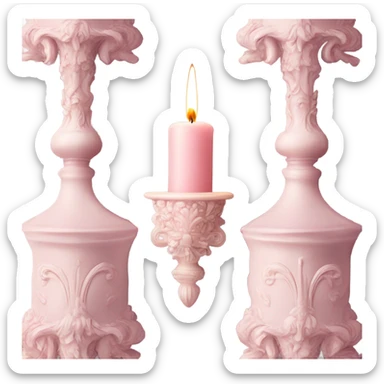 vintage rococo light pink candle sticker