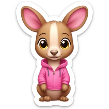 Pink haired pigtail kangaroo with cute pink clothes sticker