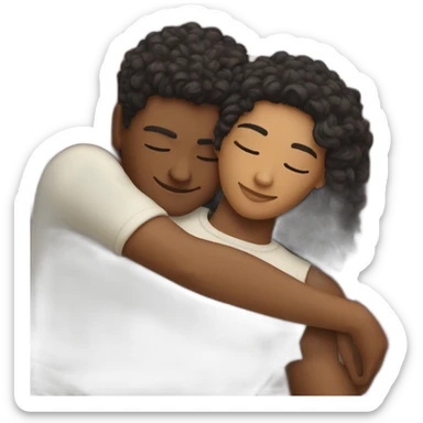 Two people hugging lying down sticker