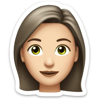 very pretty middle age woman with bright green eyes and shoulder length straight brown hair long eyelashes sticker