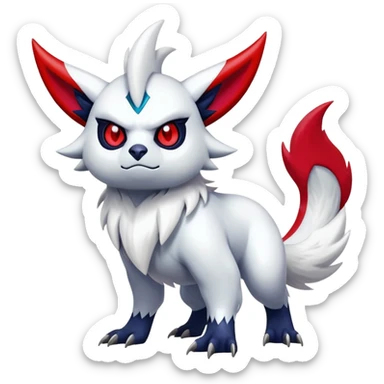 Shiny Colorful Gothic Exotic Badass Cool Absol-Zangoose-Pokémon-Fakémon-hybrid-creature (full body) sticker