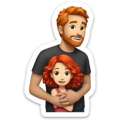 create a guy with red hair hugging a girl with red hair and he is taller than her sticker
