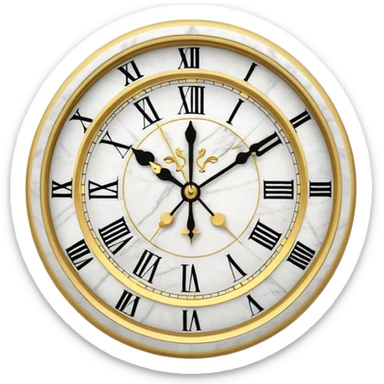 White marble with gold stone Clock sticker