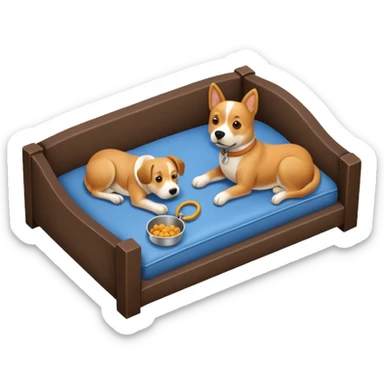 Goals:
1) Isometric view
2) Physically realistic portrayed in a way that would be expected to the average person
3) Avoid anything that could be considered offensive, even 2%

---
Now generate an image to represent a list to buy items for a dog. Items include: 1 Kennel,1 bowl, 1 bed, 1 leash, etc sticker