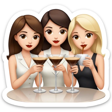 Three girls - brunette, blonde, brunette, drinking espresso martinis sticker