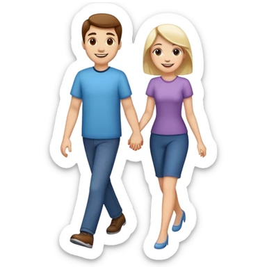 woman taking a man for a walk sticker