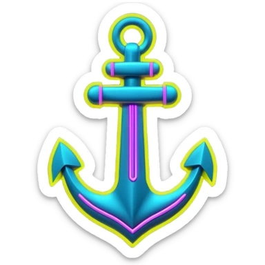 A neon futuristic cyberpunk anchor outline, that would be made of neon tubing on a sign sticker