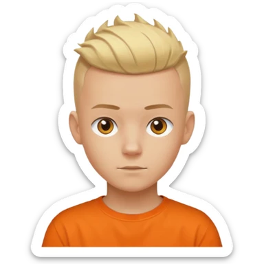 Blonde Buzzcut And Brown Mohawk. Amber Eye. Orange Tshirt. White Sleeve. Teenage Boy sticker