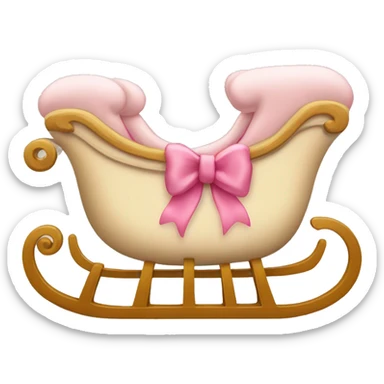 Beige sleigh with pink bows in fetal sticker
