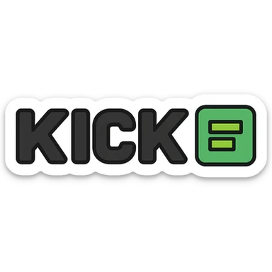 kick logo, minimalist, green and black color scheme, tech-inspired, simple and sleek design sticker