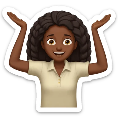 Baiza Ethiopian, dark hair Oldest but immature, no filter, funny Pose: laughing wildly, arms flailing sticker