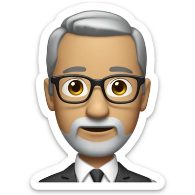 al roper with small round face and suit and glasses and buzz cut and small black eyes and small gray beard and small black eyes and wrinkled forehead sticker