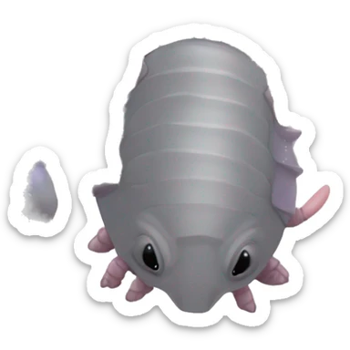 Lavender gray Pig armadillo darth Vader isopod lobster tail fanned tail feathered tail pig armadillo darth Vader face sticker