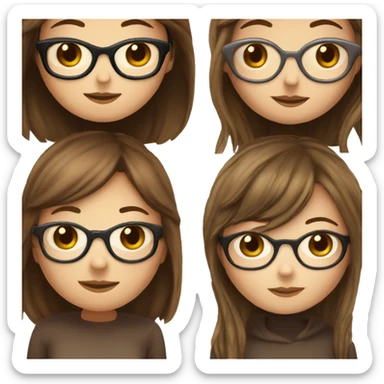 white girl with glasses and  long straight brown hair and bangs that’s hugging brown girl with long curly dark brown hair with no glasses sticker