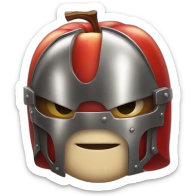 smiling red apple in knight armor sticker