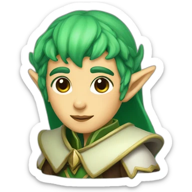 An elf cleric with green hair sticker