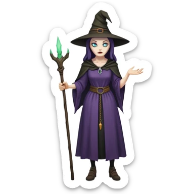 Pitonisa: mujer entre unos 40 y 50 años, cara de mala, malas intenciones, cara un poco deforme tipo bruja, y ropa antigua. cuerpo entero de la época púnica sticker