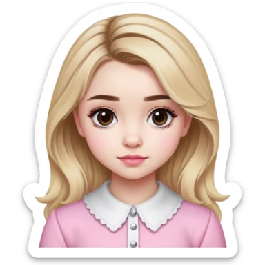 Sabrina Carpenter blonde pop star in a pink and white outfit, Short n' Sweet look sticker